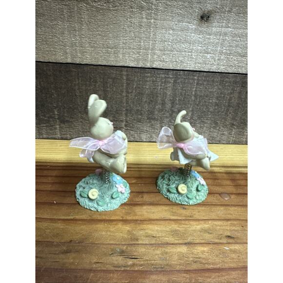 Set Of 2 Bunnies On Springs 4” Tall - Picture 4 of 7
